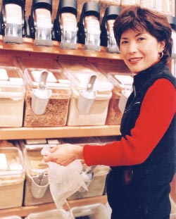 woman bulk bins