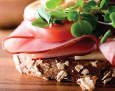 sliced ham sandwich