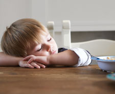 boy sleeping breakfast
