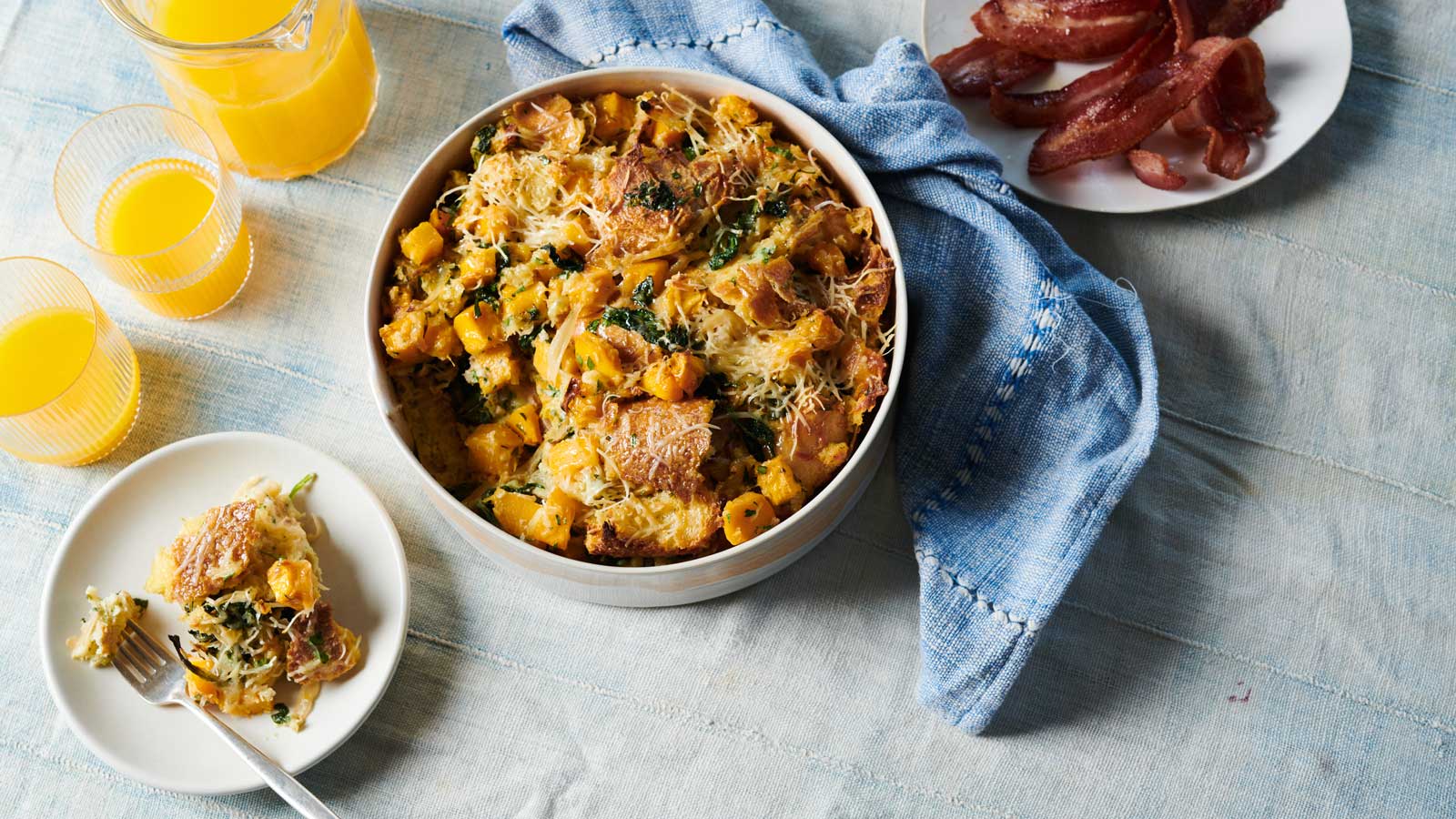 Savory Butternut Squash Bread Pudding