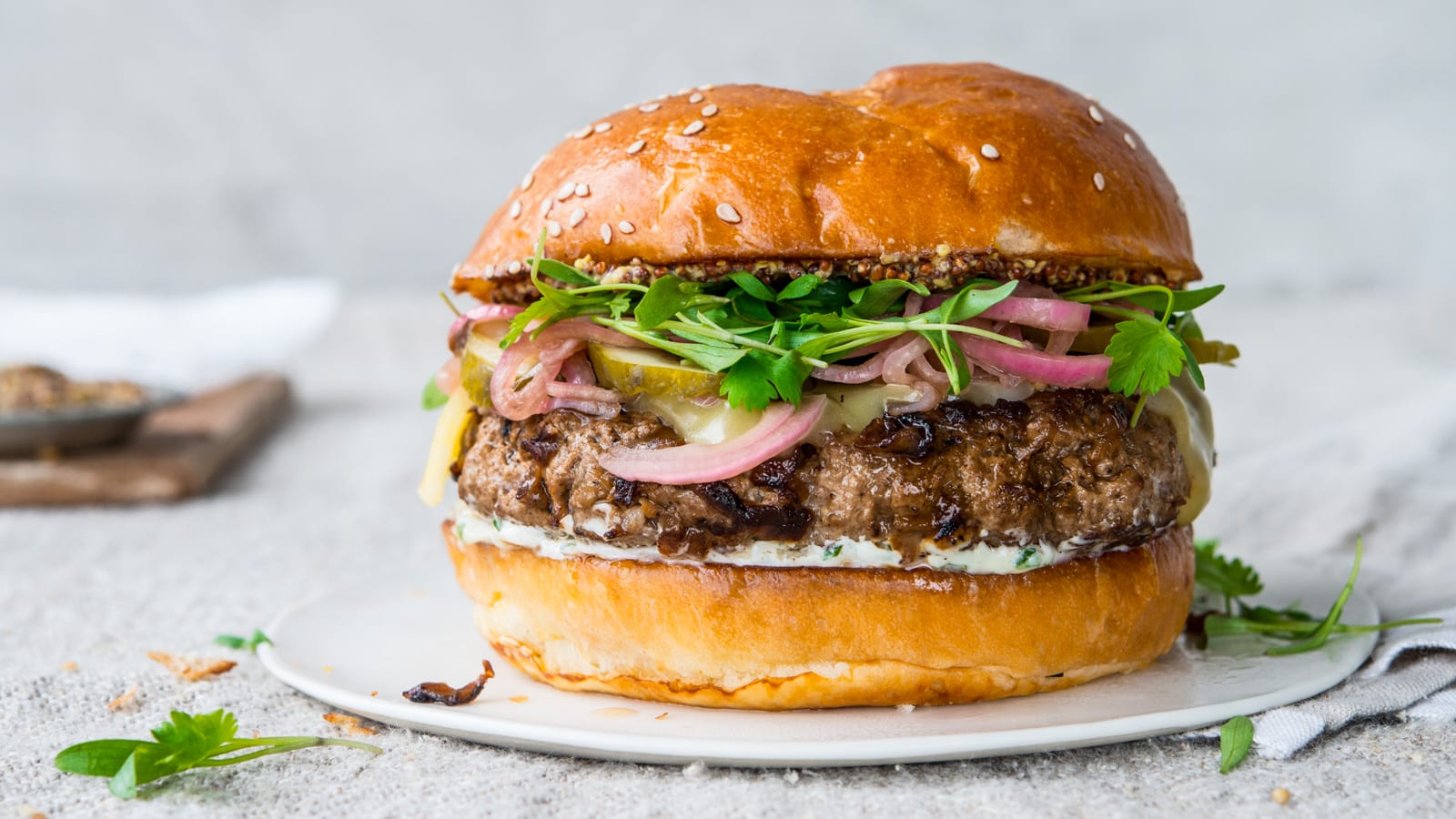 Grass-fed Beef Burgers with Caramelized Sweet Onions
