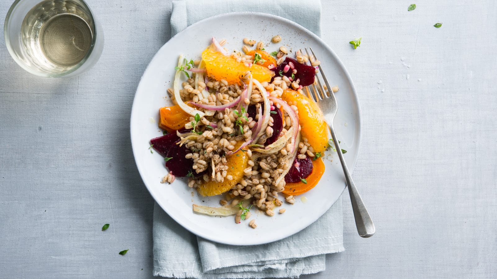 Roasted Vegetable, Orange and Barley Salad