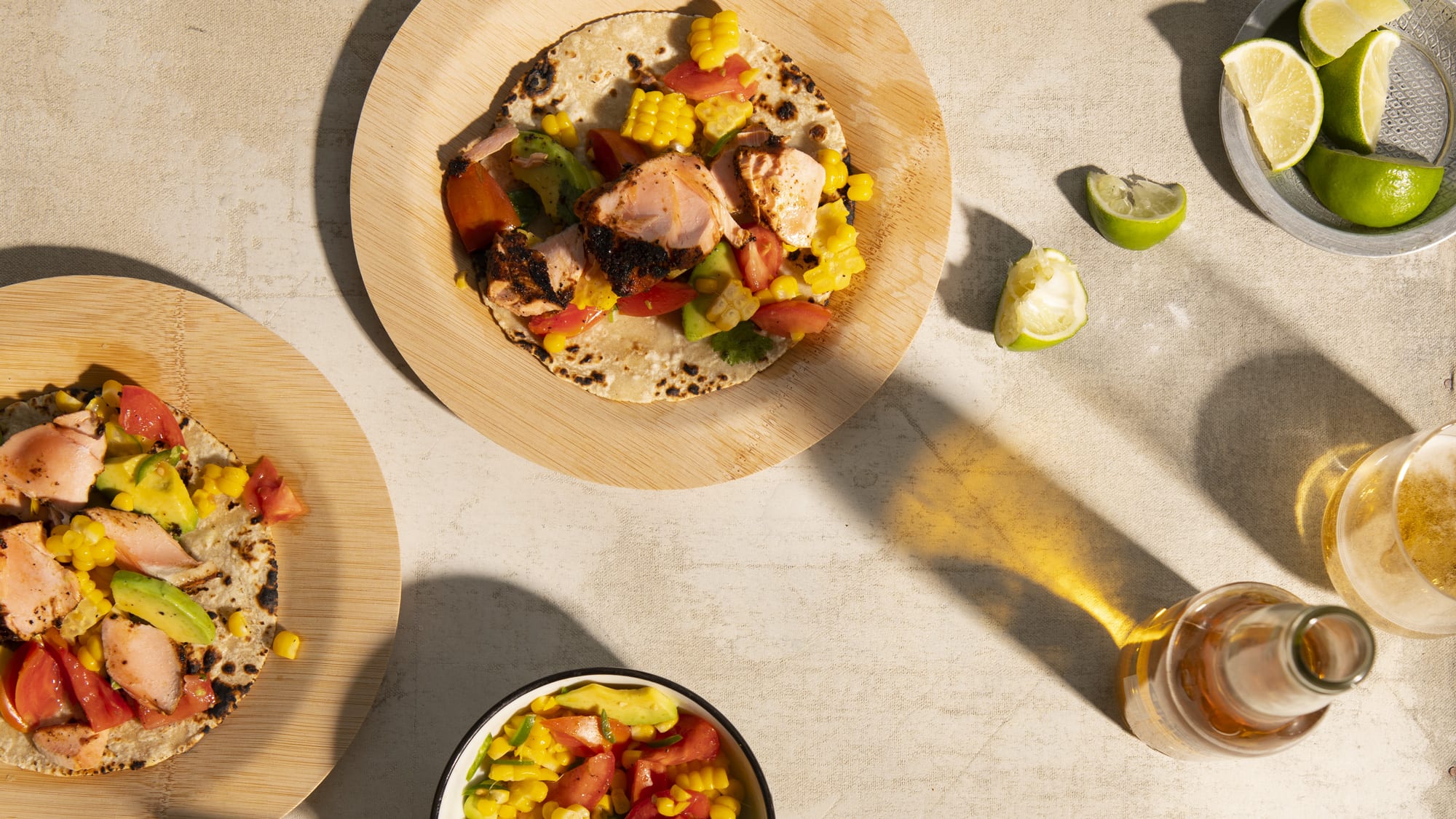 Grilled Salmon Tacos with Avocado-Corn Salsa