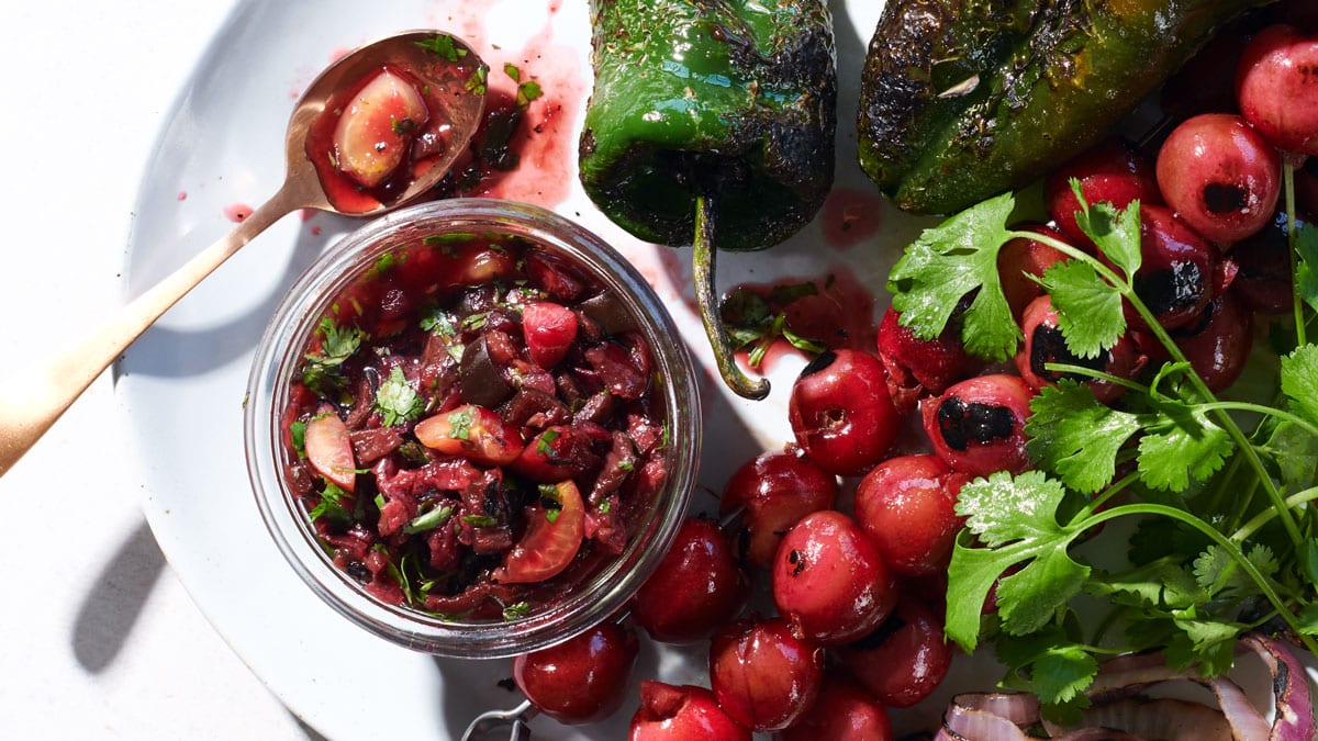 Grilled Cherry-Pasilla Salsa