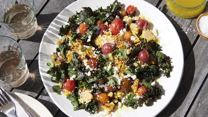 Grilled Corn and Kale Salad