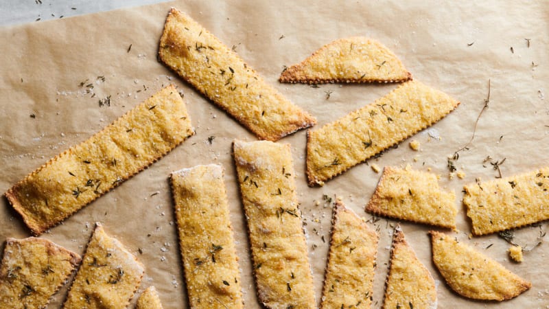 Cornmeal, Parmesan and Thyme Crackers
