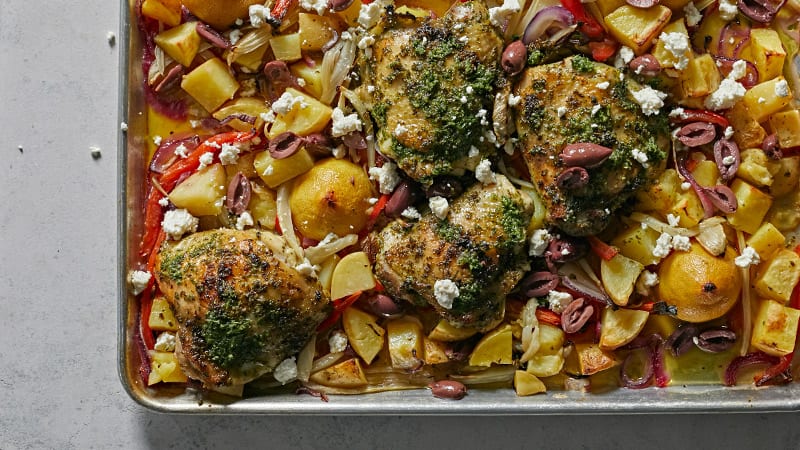 Greek-style Chicken with Feta, Olives and Potatoes
