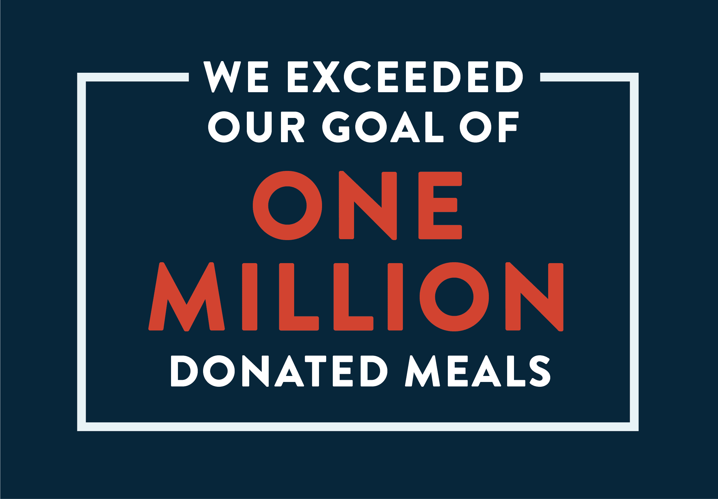 we exceeded our goal of one million donated meals