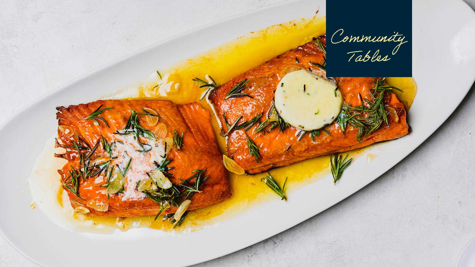 Sockeye Salmon with Garlic-Rosemary Compound Butter