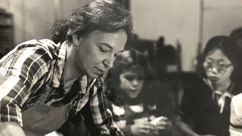 Goldie Caughlan teaching children