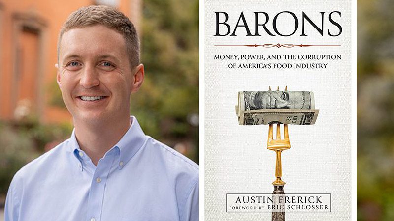 Austin Frerick with book, Barons