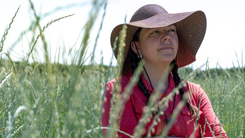 Peters in Kernza field