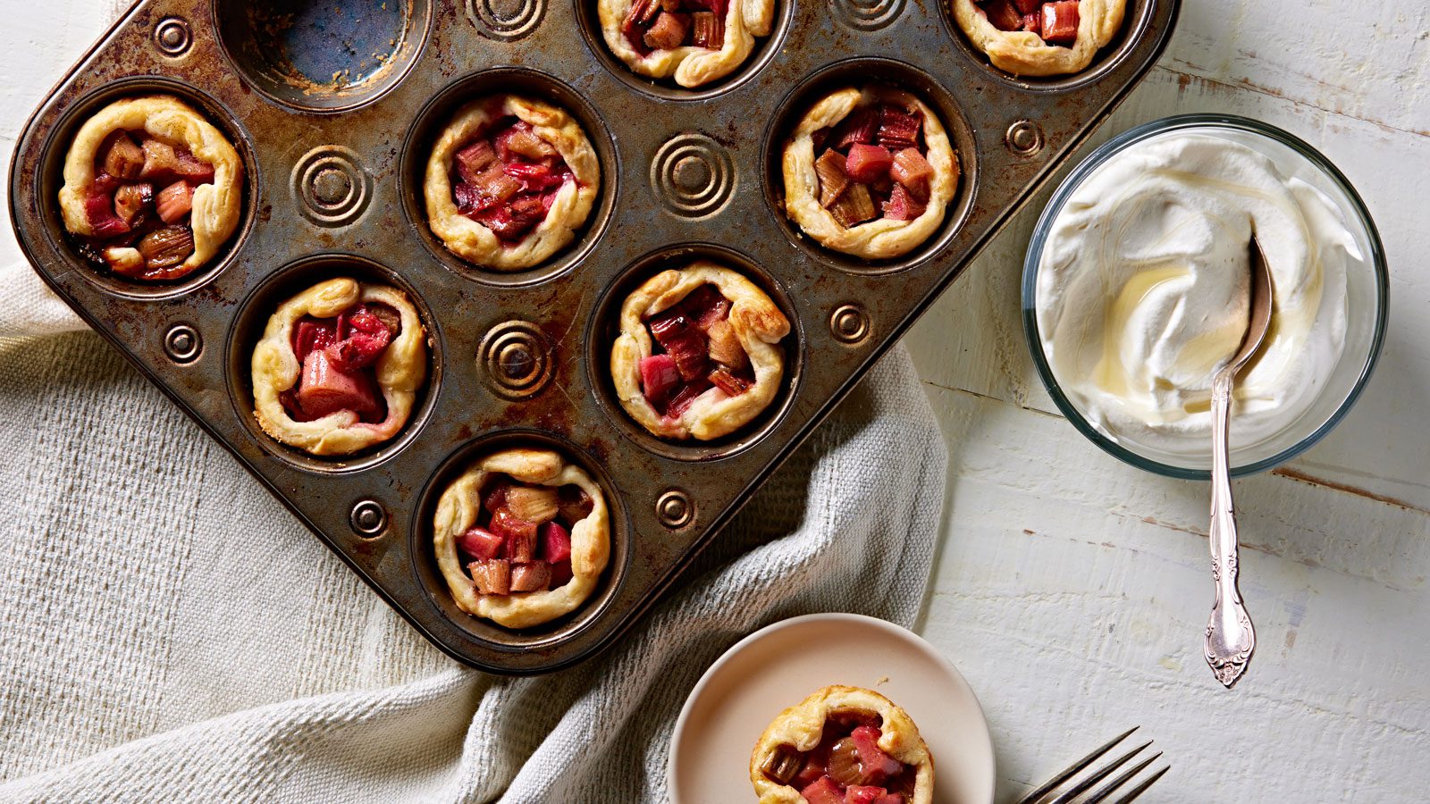 Rhubarb Tart with Honey-sweetened Whipped Cream