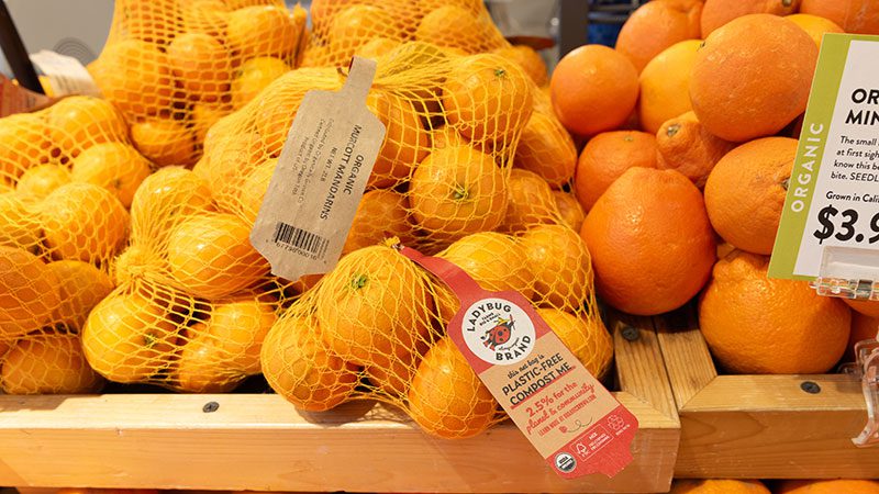 compostable bags on display