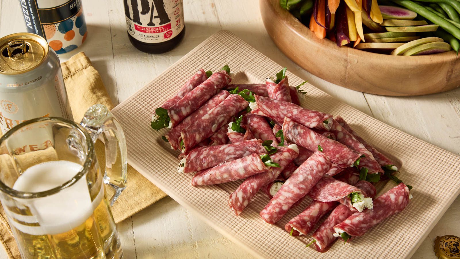 Salami and Chèvre Roll-Ups
